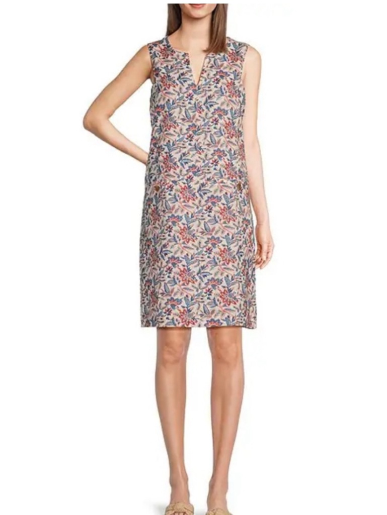 Nwt J.Mclaughlin Rue Linen Floral Shift Dress Medium